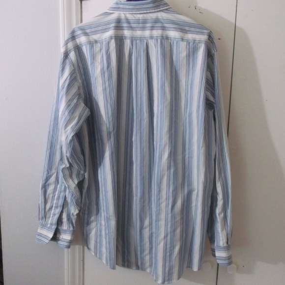 LL Bean Blue Stripe Cotton Long Sleeves Shirt L - Picture 3 of 4